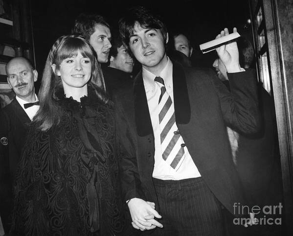 Rock Music Art Print featuring the photograph Paul Mccartney And Jane Asher At Movie by Bettmann