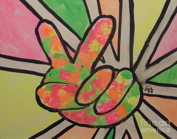 1960s Art Print featuring the painting Peace Sign by Saundra Johnson