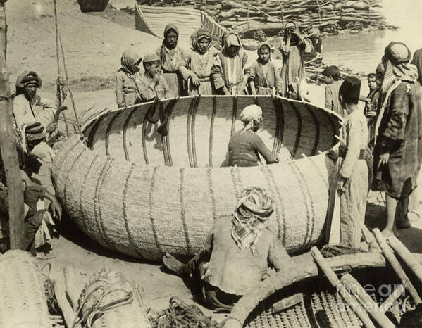 Child Art Print featuring the photograph People Watch Man Weave Large Basket by Bettmann