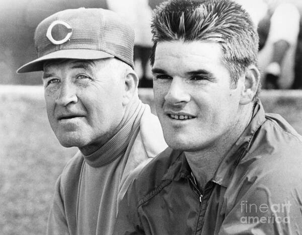 Baseball Cap Art Print featuring the photograph Pete Rose With His Father by Bettmann