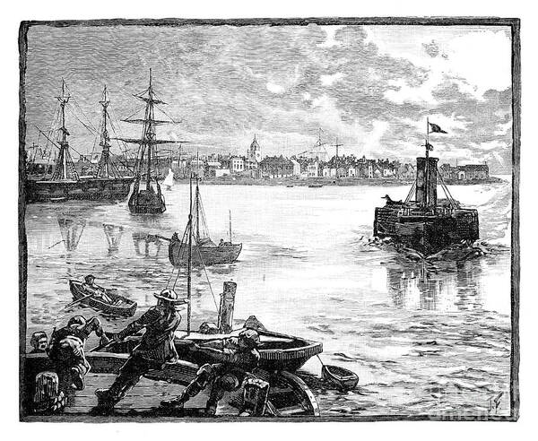 Engraving Art Print featuring the drawing Portmouth Harbour, Hampshire, C1888 by Print Collector