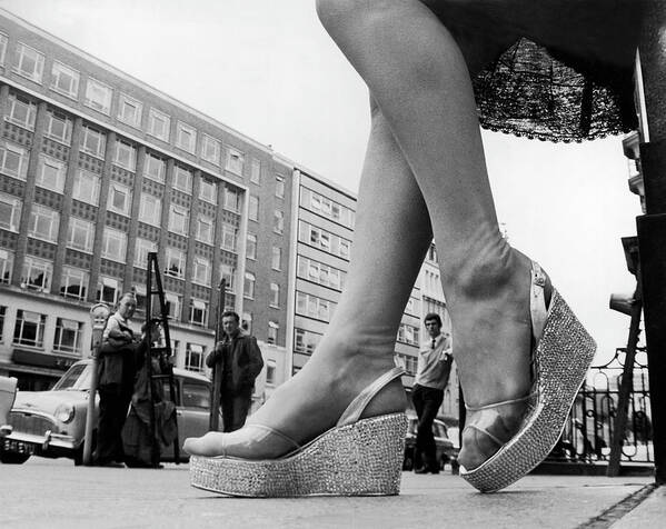 High Heels Art Print featuring the photograph Raine Shoes In London In 1966 by Keystone-france