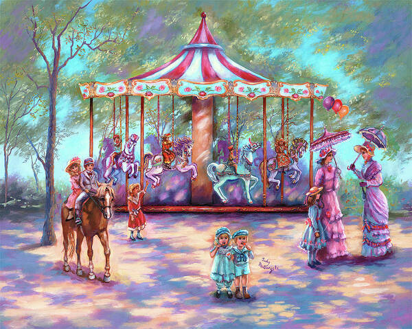 Red Carousel Art Print featuring the photograph Red Carousel by Judy Mastrangelo