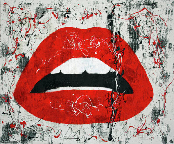 Lips Art Print featuring the painting Red Lips by Kathleen Artist PRO