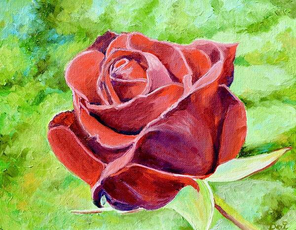 Rose. Red Rose Art Print featuring the painting Red Red Rose by Dai Wynn