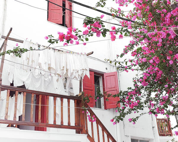 Greece Art Print featuring the photograph Red Windows by Lupen Grainne