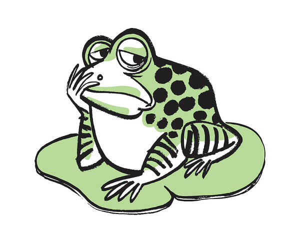 Agony Art Print featuring the drawing Sad Frog by CSA Images