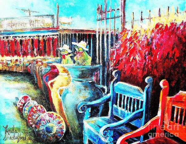 Red Peppers Art Print featuring the painting Santa Fe Pepper Stand by Linda Shackelford