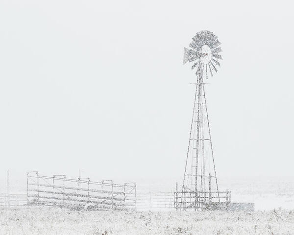 Kansas Art Print featuring the photograph Snow and Windmill 03 by Rob Graham