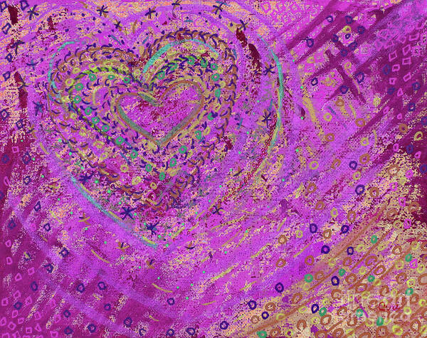 Funky Heart Art Print Art Print featuring the digital art Soft Heart of Pink by Corinne Carroll