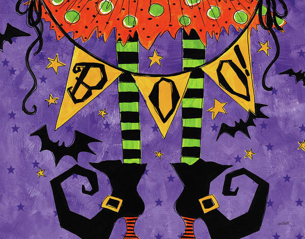Banners Art Print featuring the painting Spooky Fun Witch Crop by Anne Tavoletti