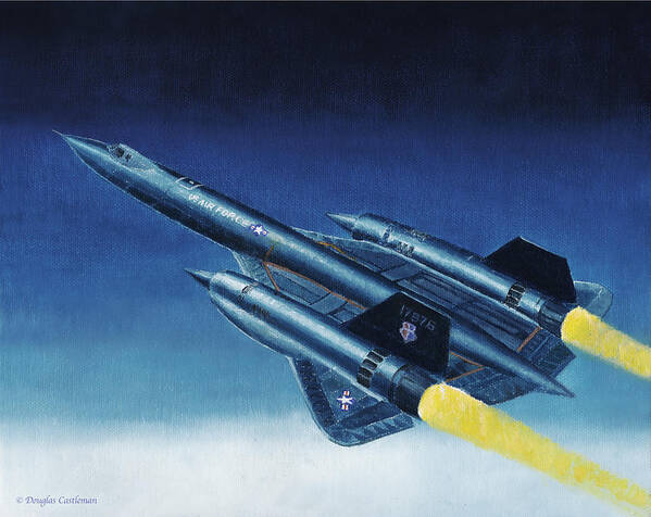 Aircraft Art Print featuring the painting SR-71 Climbing by Douglas Castleman