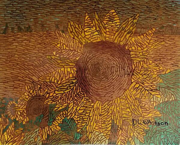 Sunflower Art Print featuring the painting Sunflower by DLWhitson