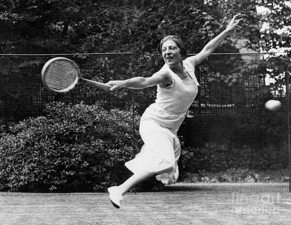 Tennis Art Print featuring the photograph Suzanne Lenglen In Action On The Court by Bettmann