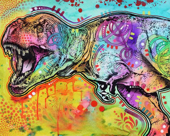 T Rex 2 Art Print featuring the mixed media T Rex 2 by Dean Russo- Exclusive