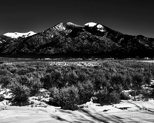 Santa Art Print featuring the photograph Taos mountain in the Zone by Charles Muhle