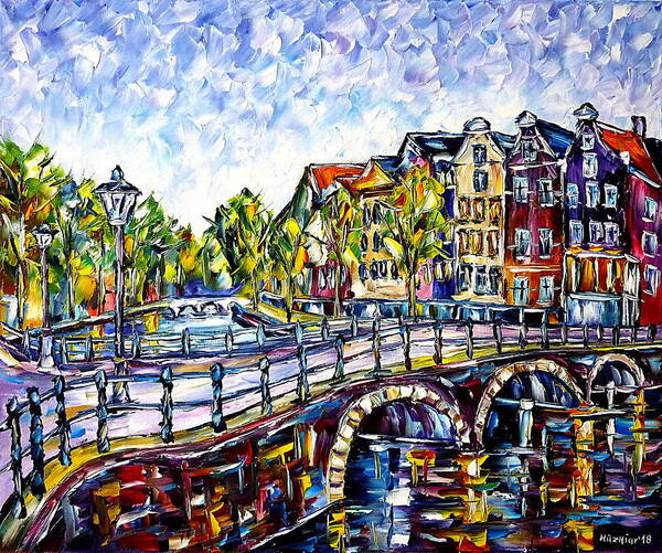 Beautiful Amsterdam Art Print featuring the painting The Canals Of Amsterdam by Mirek Kuzniar