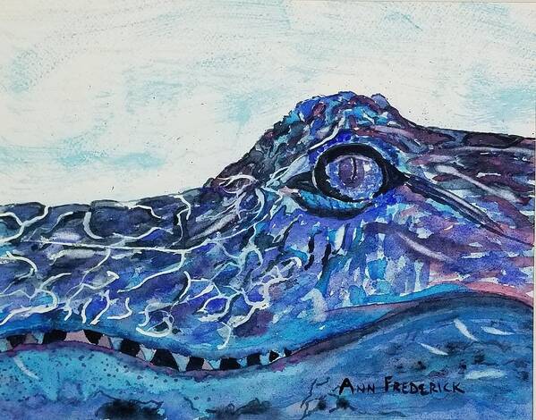 Alligator Art Print featuring the painting The Gator Blues by Ann Frederick