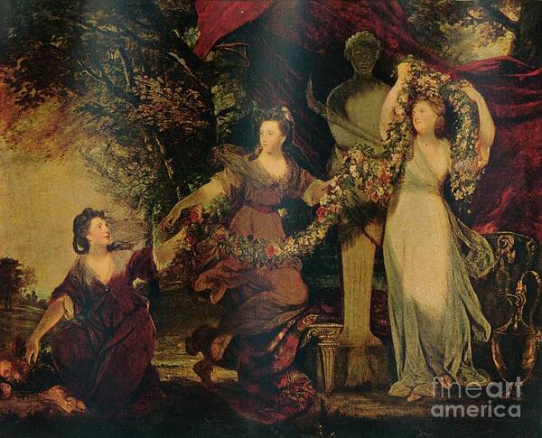 Oil Painting Art Print featuring the drawing The Graces Decorating A Terminal Figure by Print Collector