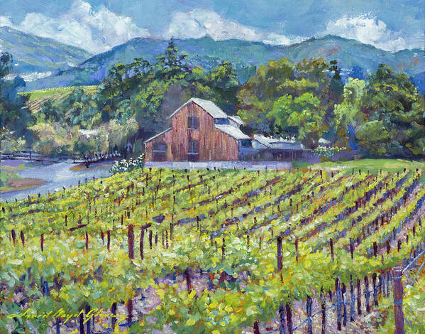 Napa Valley Art Print featuring the painting The Napa Winery Barn by David Lloyd Glover