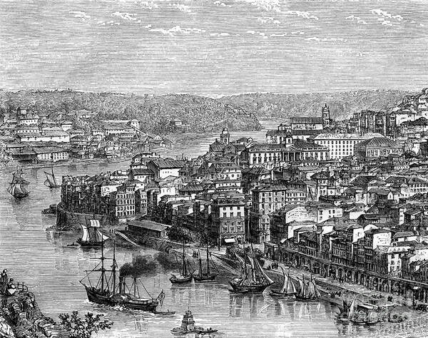 Engraving Art Print featuring the drawing The Port Of Lisbon, Portugal, 19th by Print Collector