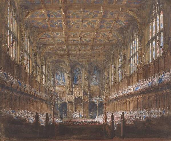 Interior Art Print featuring the painting The State Opening Of Parliament In The Rebuilt House by Joseph Nash