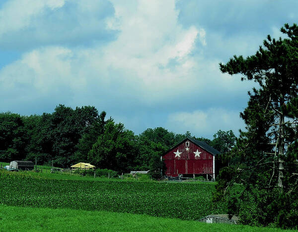 Barns Art Print featuring the photograph Three Star Barn by Linda Stern