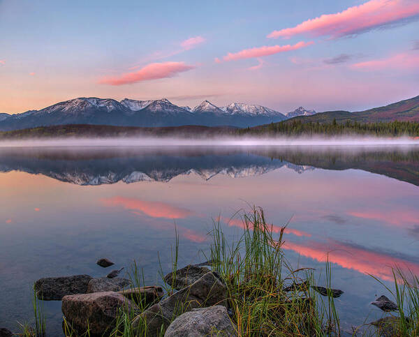 00575361 Art Print featuring the photograph Trident Range From Pyramid Lake, Jasper by Tim Fitzharris