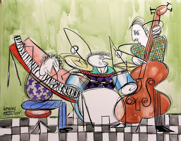 Music Art Print featuring the painting Trio by Anthony Falbo