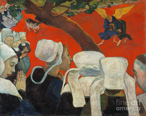 Paul Gauguin Art Print featuring the drawing Vision After The Sermon Jacob Wrestling by Heritage Images