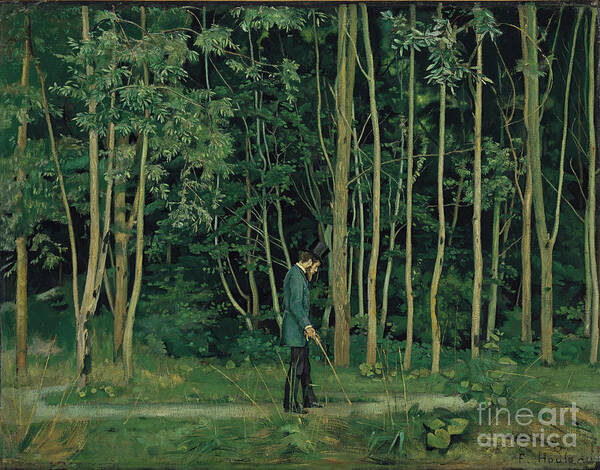 Oil Painting Art Print featuring the drawing Walking At The Forest Edge by Heritage Images
