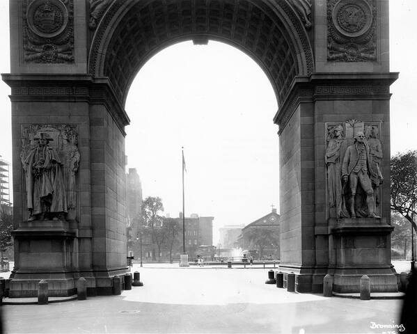People Art Print featuring the photograph Washington Square Arch Facing South by The New York Historical Society