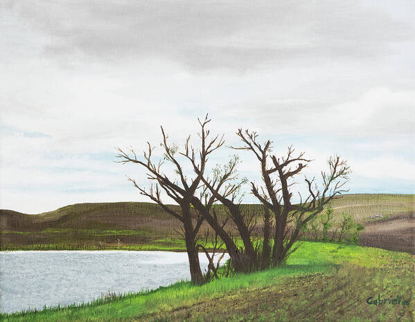 Trees Art Print featuring the painting Watering Hole by Gabrielle Munoz