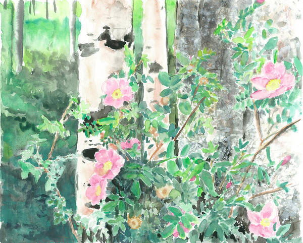 Wild Roses Art Print featuring the painting Wild Rose by Jeremy Robinson