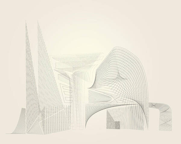 Architecture Art Print featuring the digital art Wire Folly Complex by Kevin McLaughlin