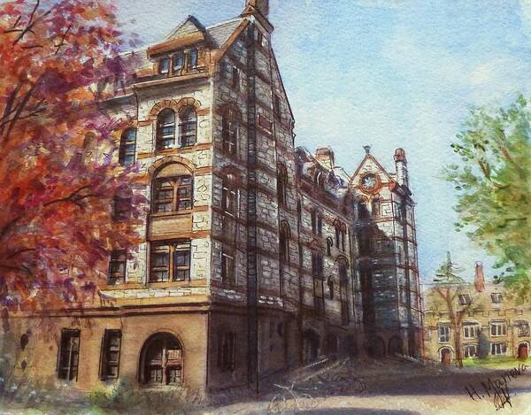 Architecture Art Print featuring the painting Witherspoon Hall, Princeton University by Henrieta Maneva