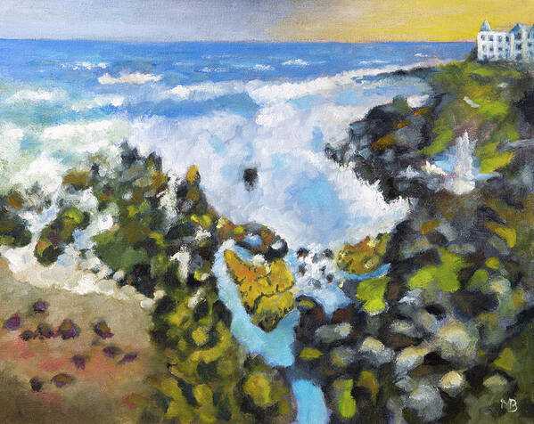 Yachats Art Print featuring the painting Yachats Surf by Mike Bergen
