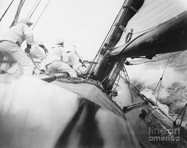 People Art Print featuring the photograph Yacht Deck Awash In Seas by Bettmann