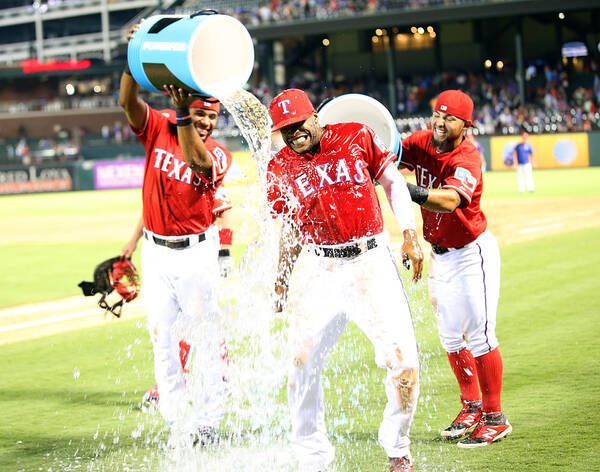 People Art Print featuring the photograph Elvis Andrus and Rougned Odor by Rick Yeatts