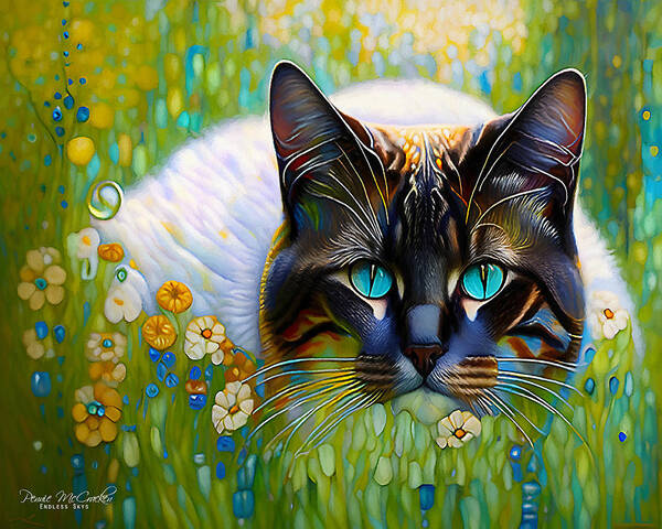 Cat Art Print featuring the mixed media I See You by Pennie McCracken