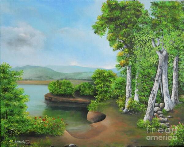 Tropical Landscape Art Print featuring the painting On A Beautiful Day #2 by Kenneth Harris