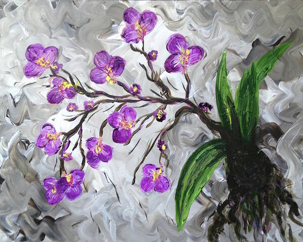 Flowers Art Print featuring the painting Purple Orchids by Britt Miller