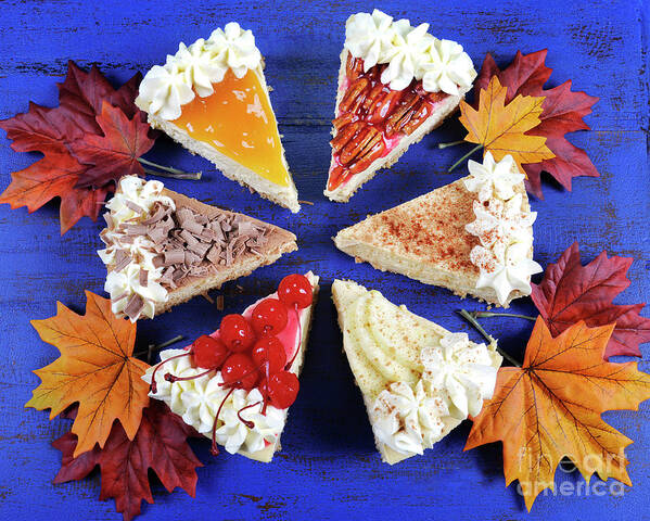 Happy Thanksgiving Art Print featuring the photograph Pieces of Thanksgiving pies. #1 by Milleflore Images