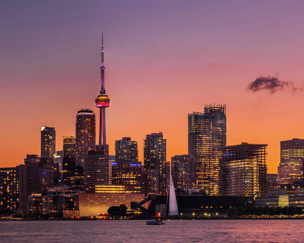 Polson Pier Art Print featuring the photograph Toronto Harbour Sunset #2 by Dee Potter