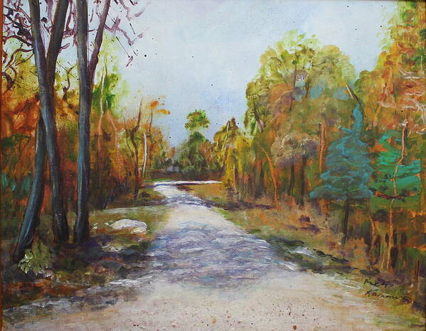 Forest Art Print featuring the painting Trail to Sturgeon Falls #1 by Ruth Kamenev