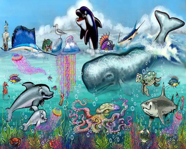 Aquatic Art Print featuring the digital art Under the Sea by Kevin Middleton