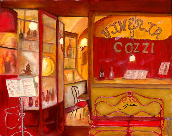 Italy Art Print featuring the painting Vineria Cozzi #1 by Juliette Becker