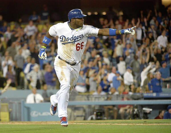 California Art Print featuring the photograph Yasiel Puig #1 by Harry How