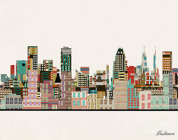 Baltimore Art Print featuring the painting Baltimore Skyline #2 by Bri Buckley