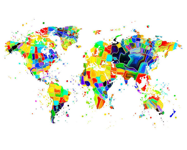 World Art Print featuring the painting World Map Art #3 by Zuzi 's